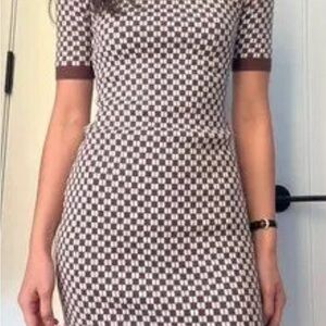 Abercrombie & Fitch Brown and White Checkered Dress